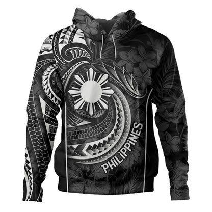 Philippines Filipinos Custom Personalised Hoodie Sun Tribal Patterns Tropical Flowers Curve Style