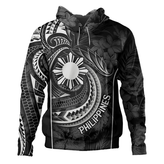 Philippines Filipinos Custom Personalised Hoodie Sun Tribal Patterns Tropical Flowers Curve Style
