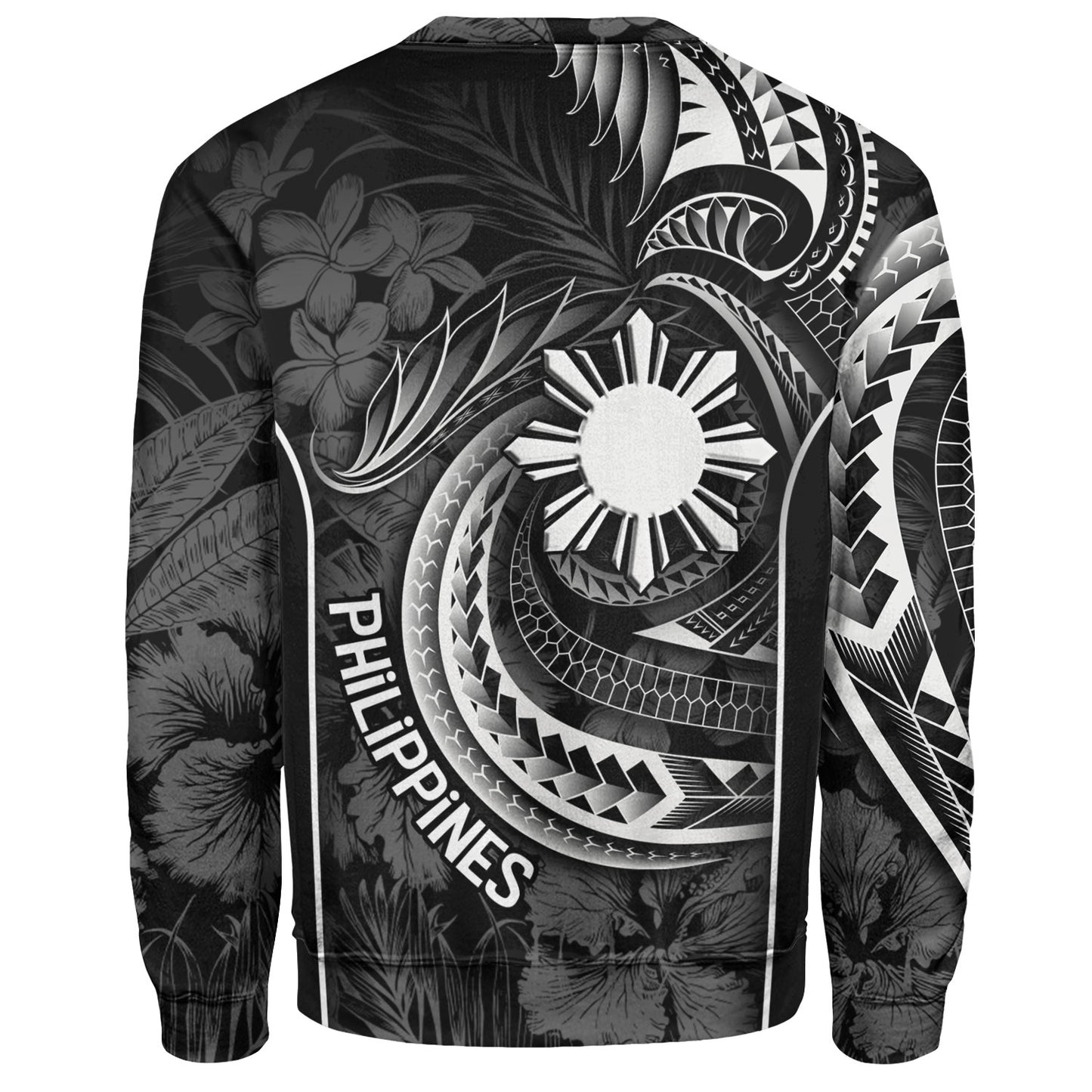 Philippines Filipinos Custom Personalised Sweatshirt Sun Tribal Patterns Tropical Flowers Curve Style