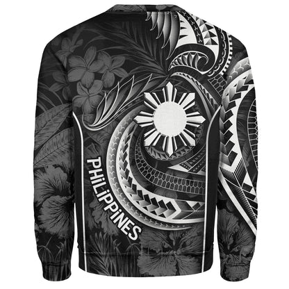 Philippines Filipinos Custom Personalised Sweatshirt Sun Tribal Patterns Tropical Flowers Curve Style