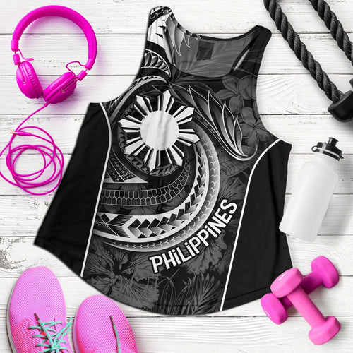 Philippines Filipinos Custom Personalised  Women Tank Sun Tribal Patterns Tropical Flowers Curve Style