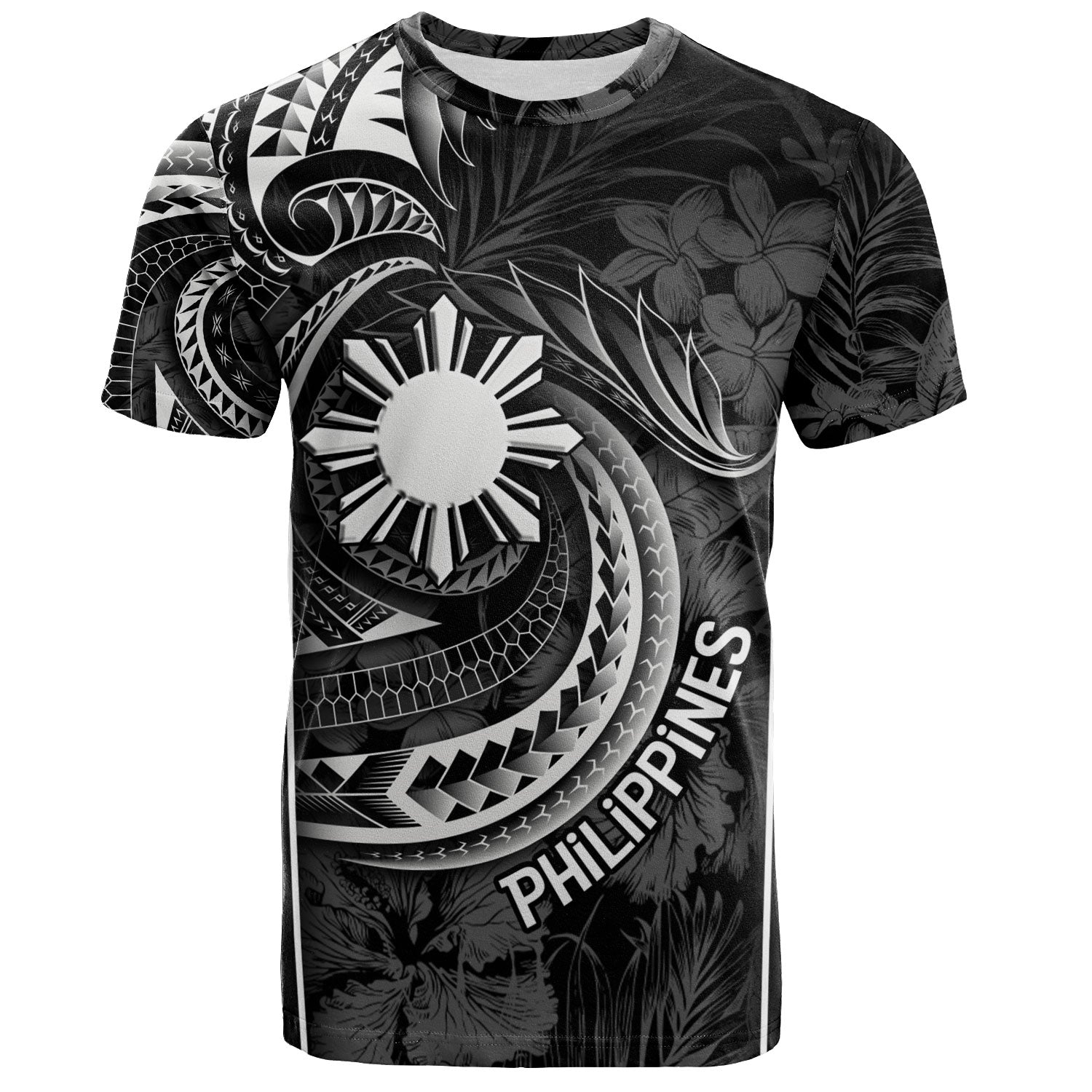 Philippines Filipinos Custom Personalised T-Shirt Sun Tribal Patterns Tropical Flowers Curve Style