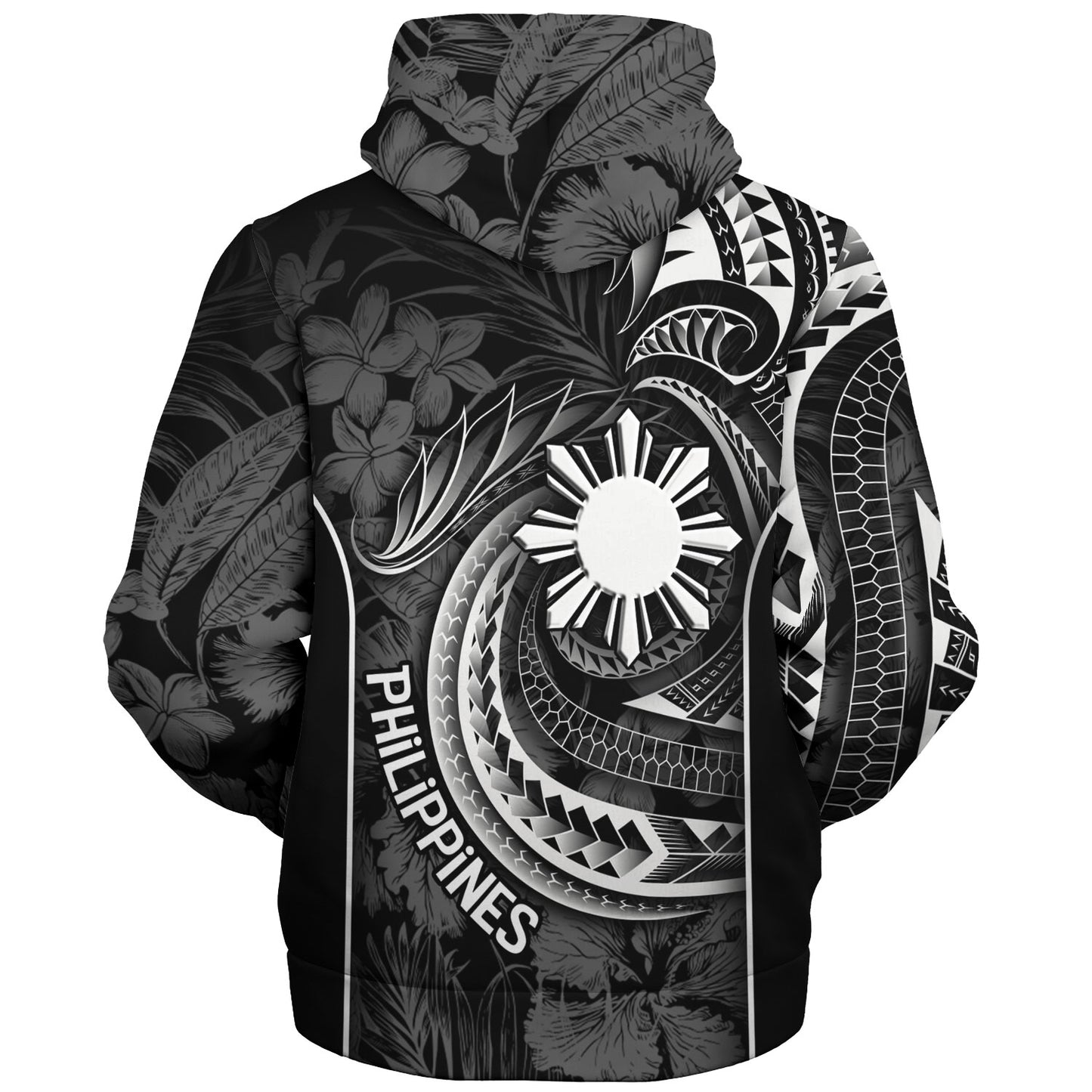 Philippines Filipinos Custom Personalised Sherpa Hoodie Sun Tribal Patterns Tropical Flowers Curve Style