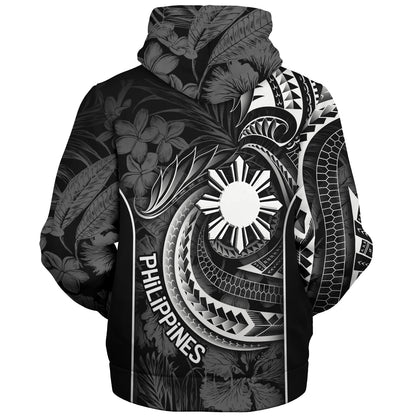 Philippines Filipinos Custom Personalised Sherpa Hoodie Sun Tribal Patterns Tropical Flowers Curve Style