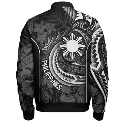 Philippines Filipinos Custom Personalised Bomber Jacket Sun Tribal Patterns Tropical Flowers Curve Style