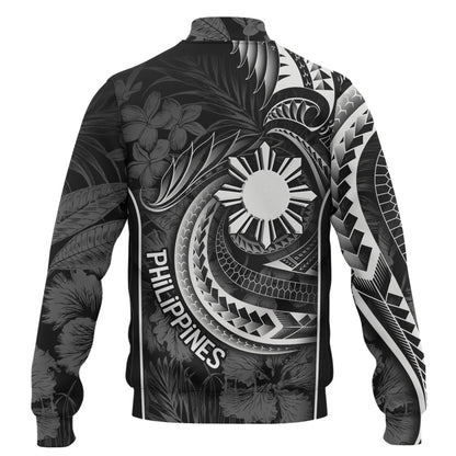 Philippines Filipinos Custom Personalised Baseball Jacket Sun Tribal Patterns Tropical Flowers Curve Style