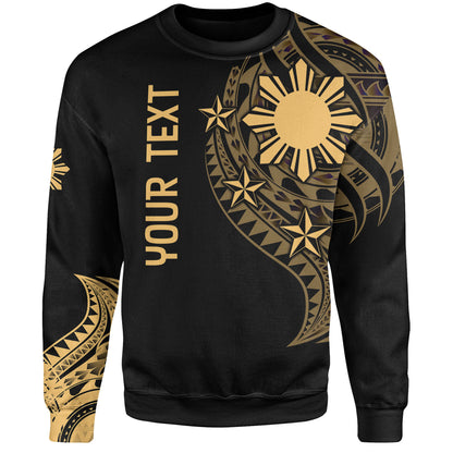 Philippines Filipinos Custom Personalised Sweatshirt Tatau Gold Pattern