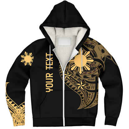 Philippines Filipinos Custom Personalised Sherpa Hoodie Tatau Gold Pattern