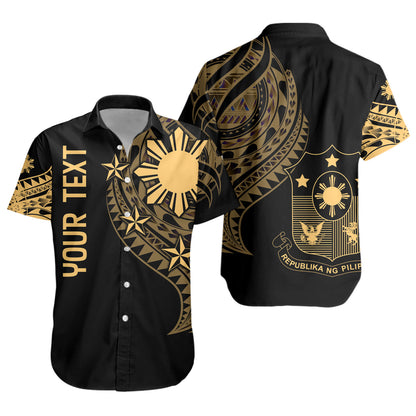 Philippines Filipinos Custom Personalised Short Sleeve Shirt Tatau Gold Pattern