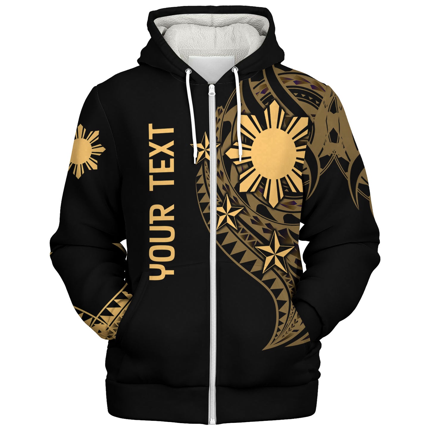 Philippines Filipinos Custom Personalised Sherpa Hoodie Tatau Gold Pattern