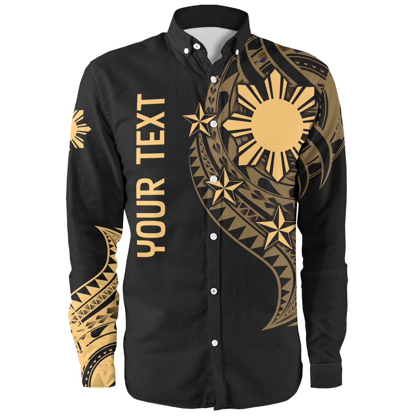 Philippines Filipinos Custom Personalised Long Sleeve Shirt Tatau Gold Pattern