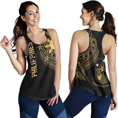 Philippines Filipinos Custom Personalised Women Tank Tatau Gold Pattern