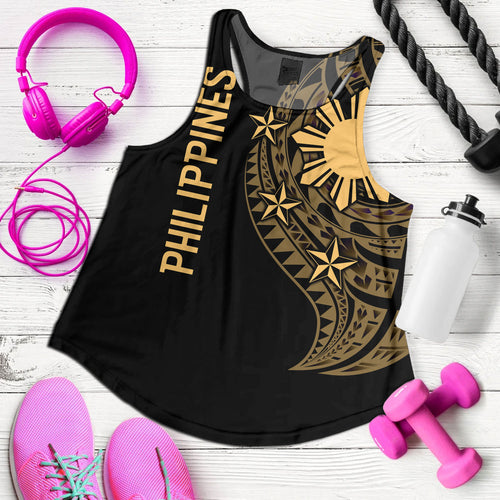 Philippines Filipinos Custom Personalised Women Tank Tatau Gold Pattern