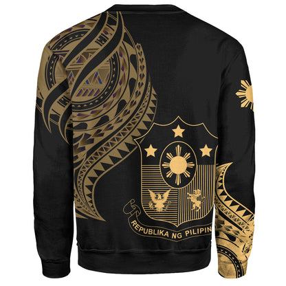 Philippines Filipinos Custom Personalised Sweatshirt Tatau Gold Pattern