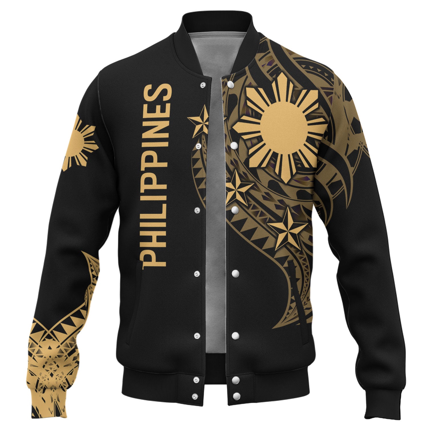 Philippines Filipinos Custom Personalised Baseball Jacket Tatau Gold Pattern