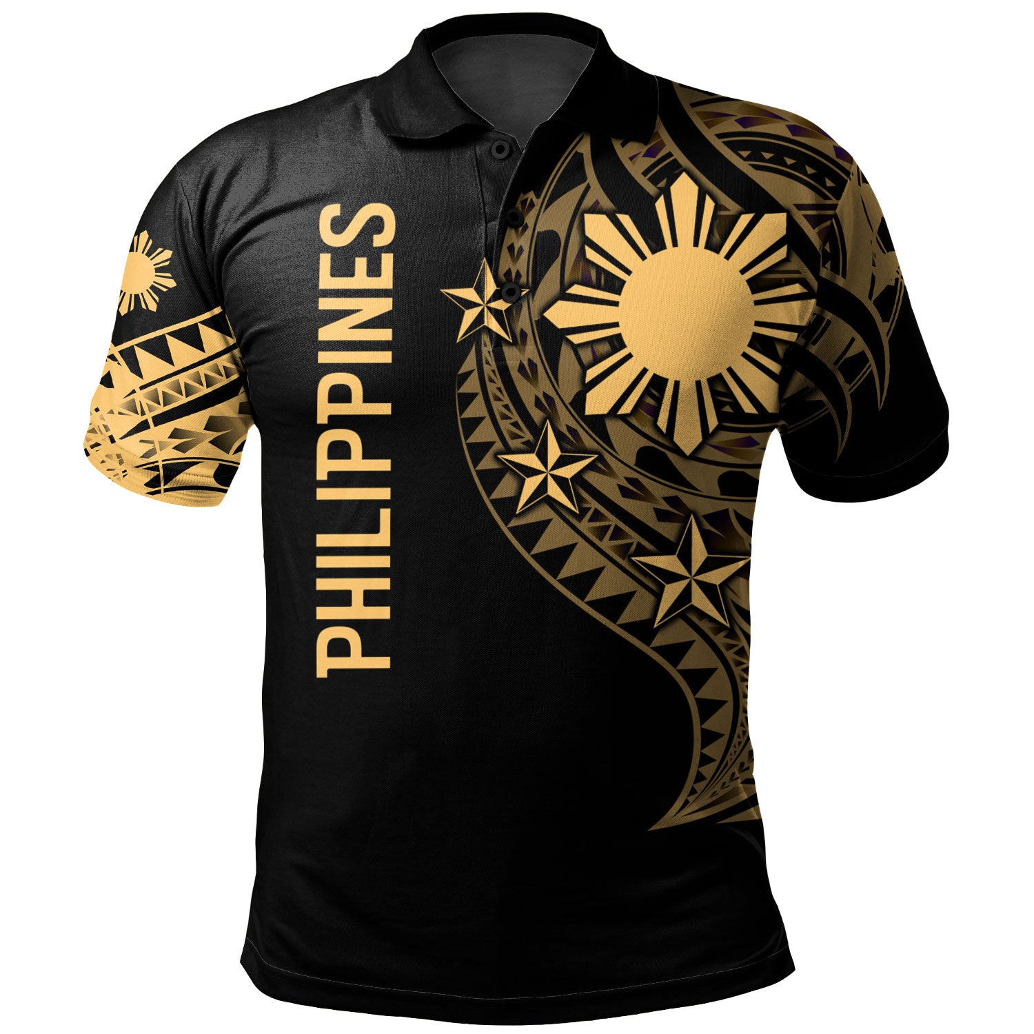 Philippines Filipinos Custom Personalised Polo Shirt Tatau Gold Pattern