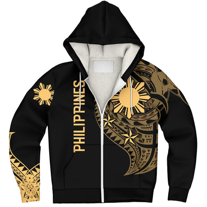 Philippines Filipinos Custom Personalised Sherpa Hoodie Tatau Gold Pattern