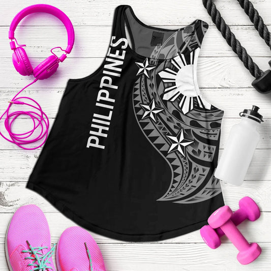 Philippines Filipinos Custom Personalised Women Tank Tatau White Pattern