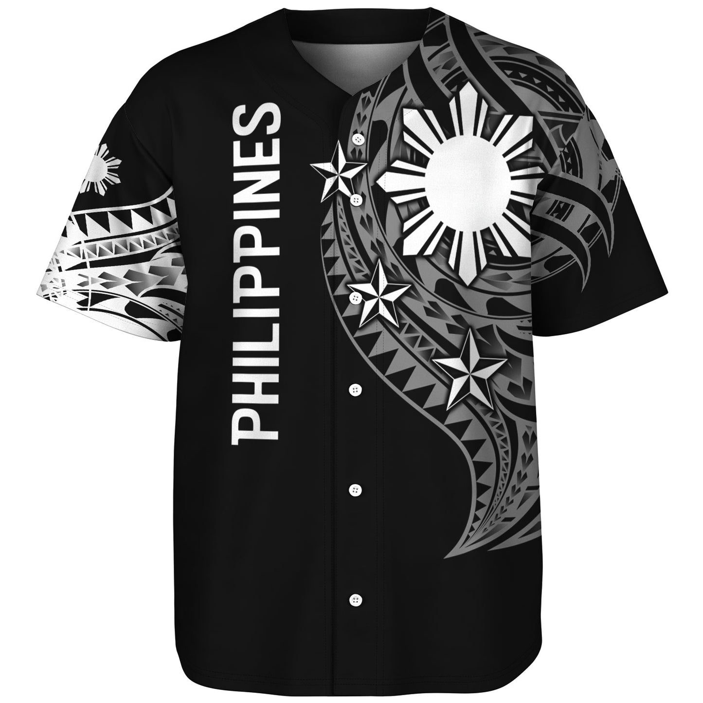 Philippines Filipinos Custom Personalised Baseball Shirt Tatau White Pattern