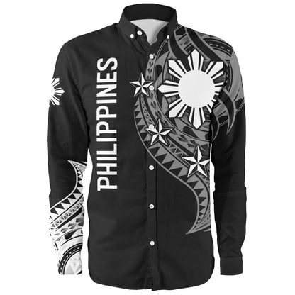 Philippines Filipinos Custom Personalised Long Sleeve Shirt Tatau White Pattern