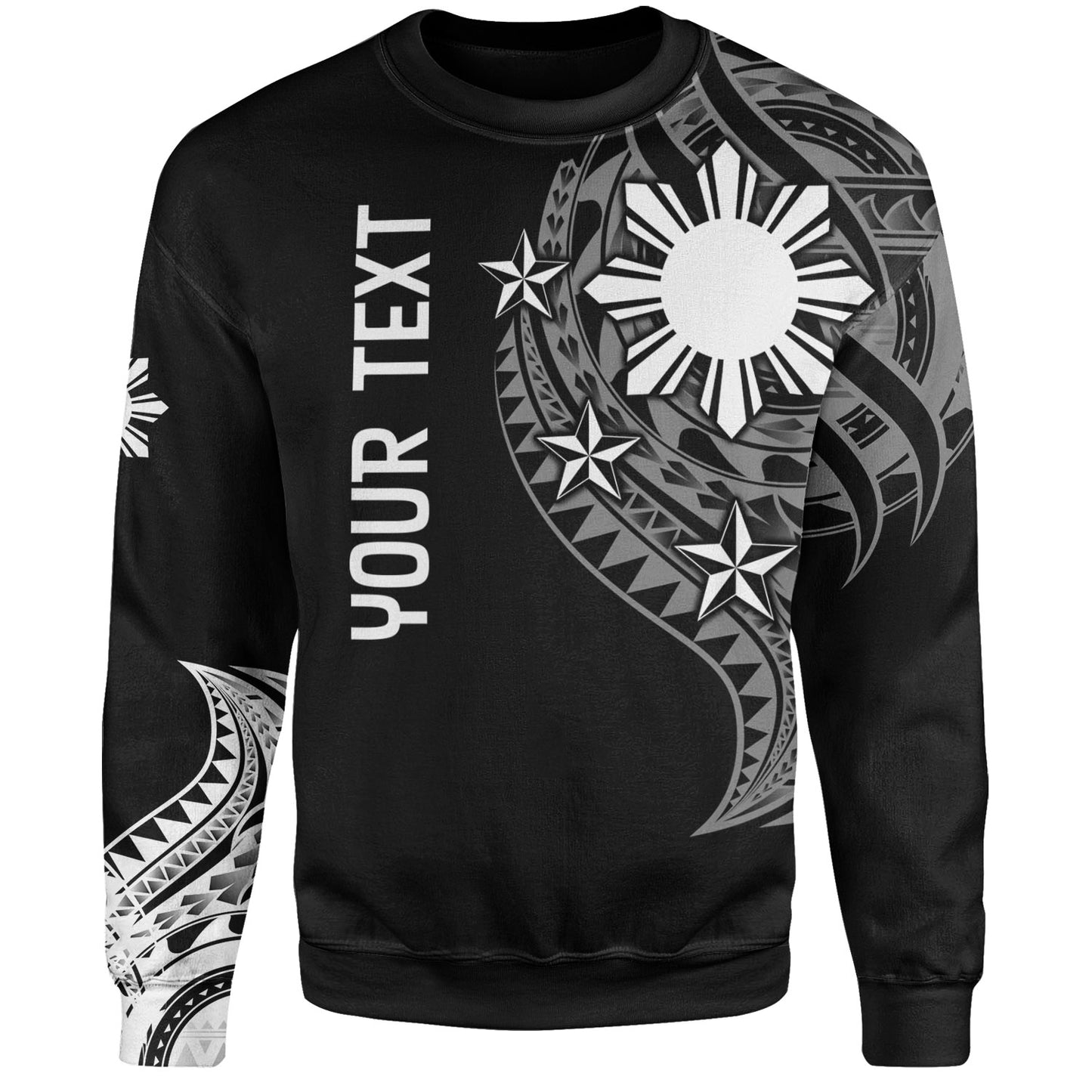 Philippines Filipinos Custom Personalised Sweatshirt Tatau White Pattern