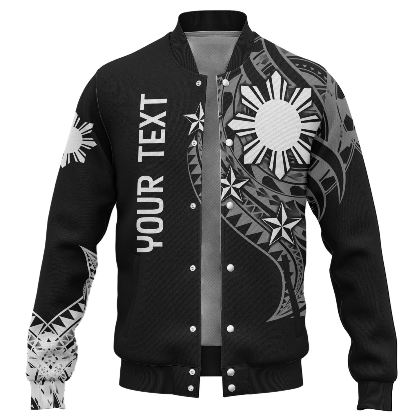 Philippines Filipinos Custom Personalised Baseball Jacket Tatau White Pattern