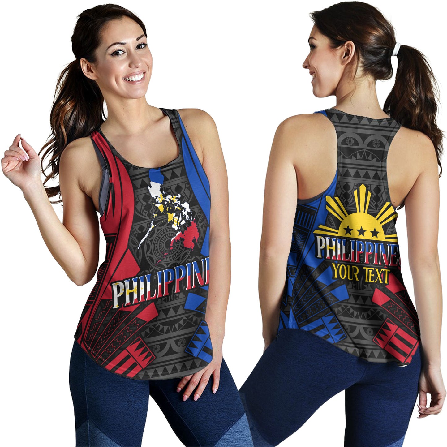 Philippines Filipinos Custom Personalised Women Tank Tattoo Style