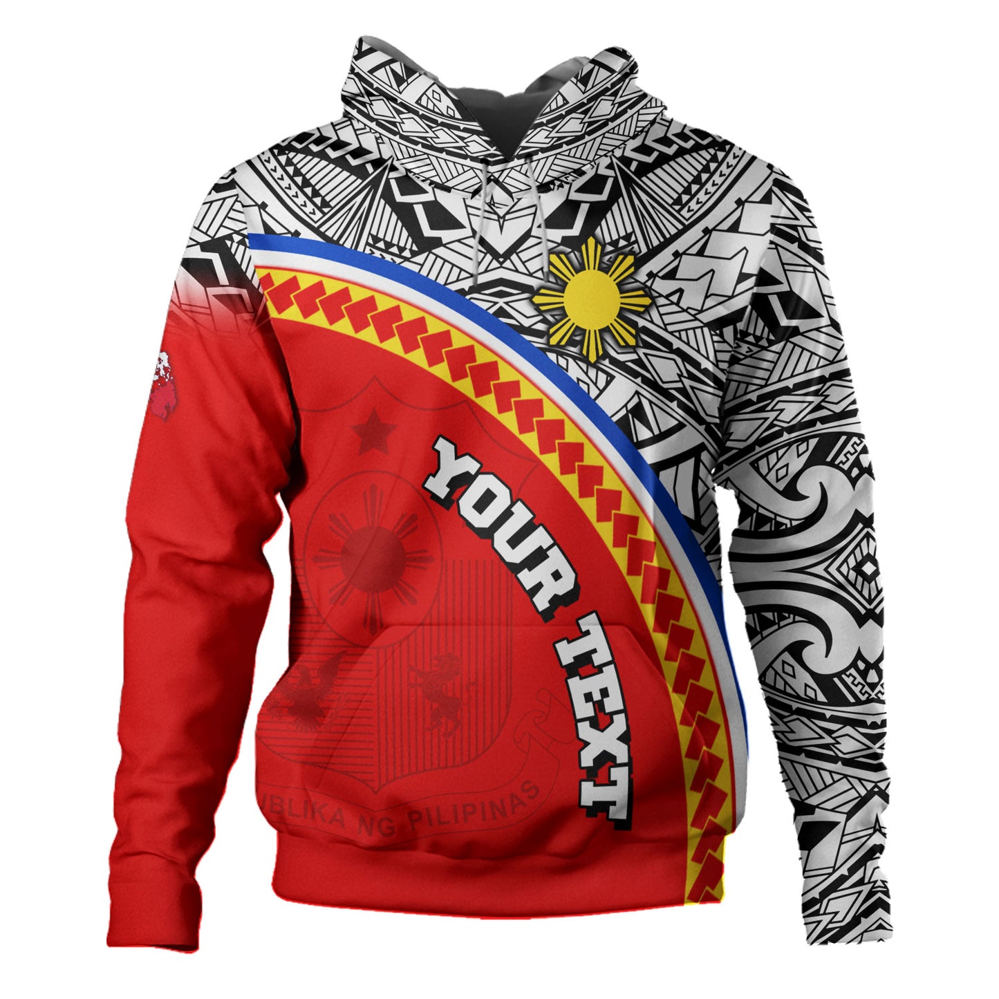 Philippines Filipinos Custom Personalised Hoodie Tribal Patterns Curve Style