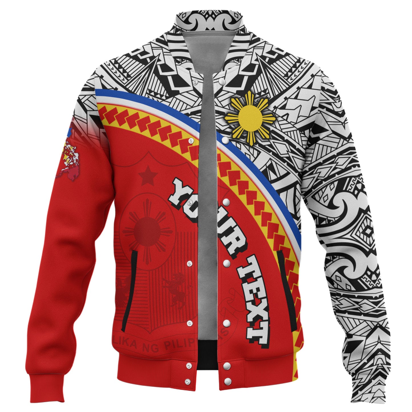 Philippines Filipinos Custom Personalised Baseball Jacket Tribal Patterns Curve Style
