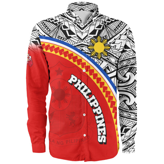 Philippines Filipinos Custom Personalised Long Sleeve Shirt Tribal Patterns Curve Style