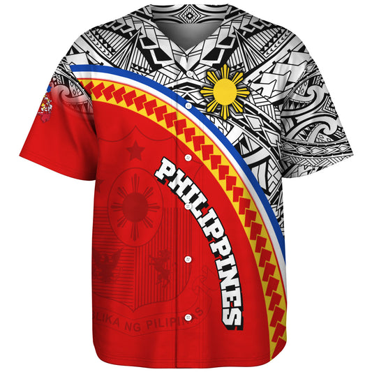 Philippines Filipinos Custom Personalised Baseball Shirt Tribal Patterns Curve Style