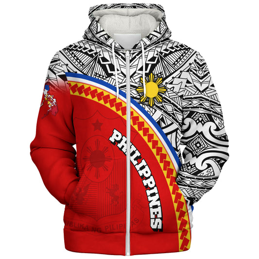Philippines Filipinos Custom Personalised Sherpa Hoodie Tribal Patterns Curve Style