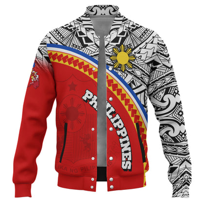 Philippines Filipinos Custom Personalised Baseball Jacket Tribal Patterns Curve Style
