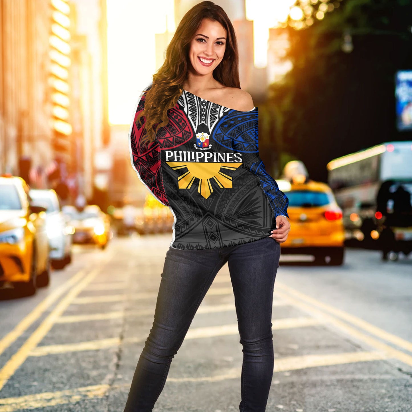 Philippines Filipinos Custom Personalised Off Shoulder Sweatshirt Unique Filipino Tribal Tattoos For Inspiration