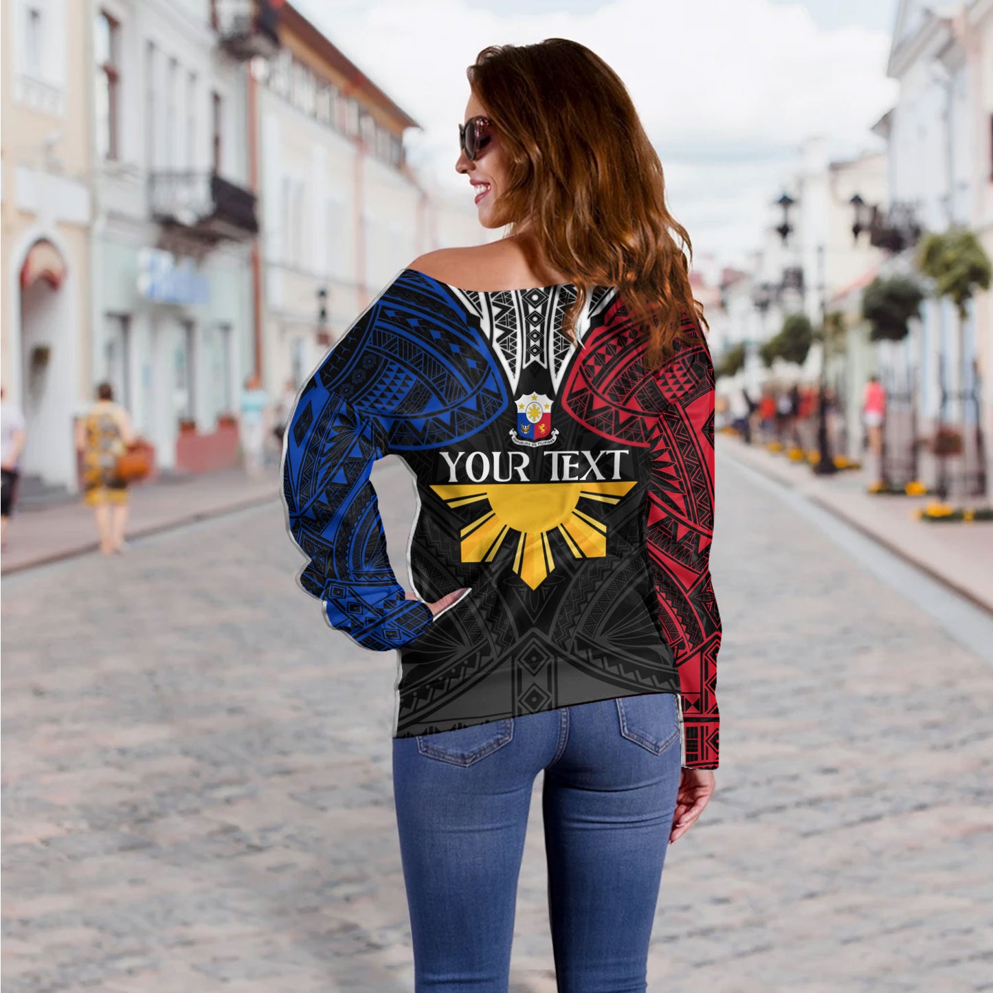 Philippines Filipinos Custom Personalised Off Shoulder Sweatshirt Unique Filipino Tribal Tattoos For Inspiration