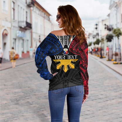 Philippines Filipinos Custom Personalised Off Shoulder Sweatshirt Unique Filipino Tribal Tattoos For Inspiration