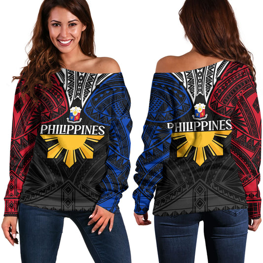 Philippines Filipinos Custom Personalised Off Shoulder Sweatshirt Unique Filipino Tribal Tattoos For Inspiration