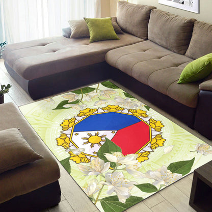 Philippines Filipino Area Rug Filipino Sun And Jasmine Flowers