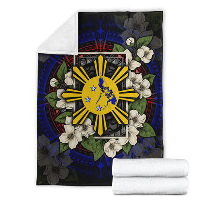 Philippines Filipino Blanket Sun And Map Jasmine Flowers Vintage Style