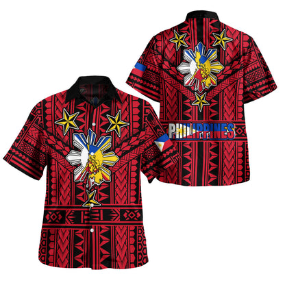 Philippines Hawaiian Shirt - Filipino Sun And Stars Tribal Tattoo Patterns Style