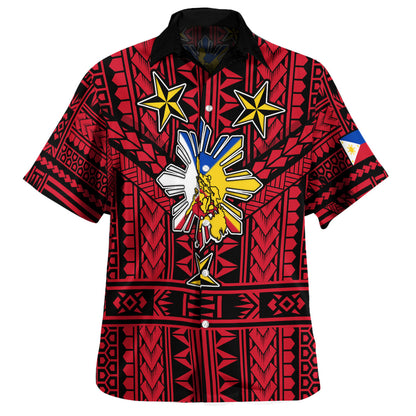 Philippines Hawaiian Shirt - Filipino Sun And Stars Tribal Tattoo Patterns Style