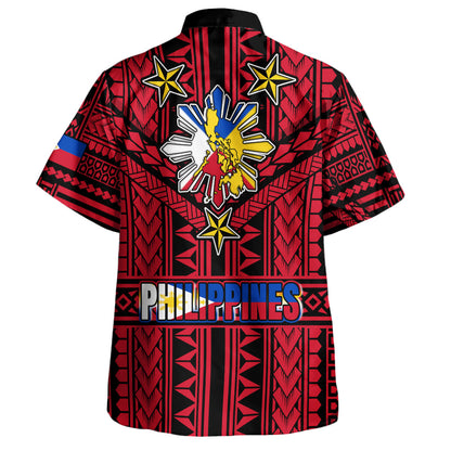 Philippines Hawaiian Shirt - Filipino Sun And Stars Tribal Tattoo Patterns Style