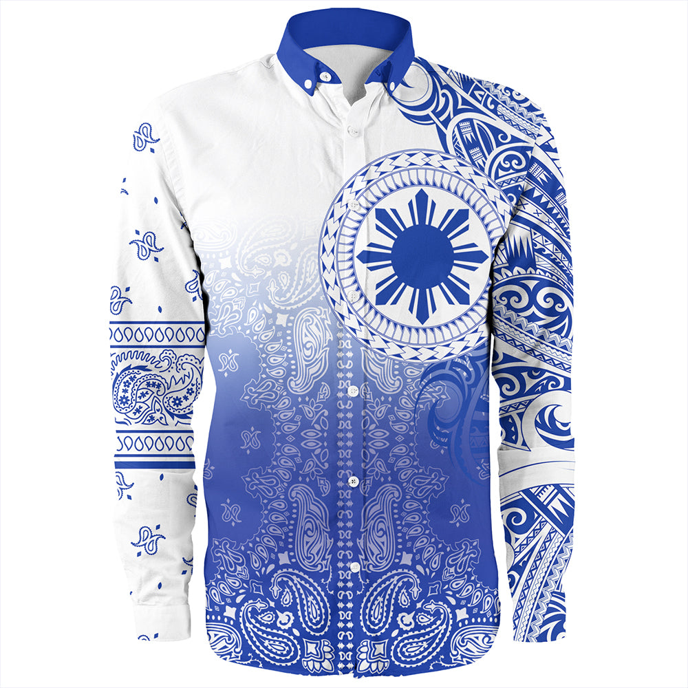 Philippines Long Sleeve Shirt Custom Pattern With Paisley Style
