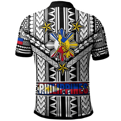 Philippines Polo Shirt - Filipino Sun And Stars Tribal Tattoo Patterns Style