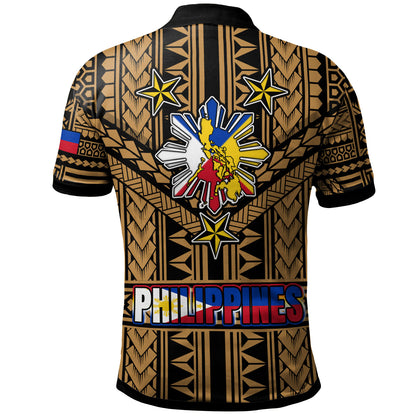 Philippines Polo Shirt - Filipino Sun And Stars Tribal Tattoo Patterns Style