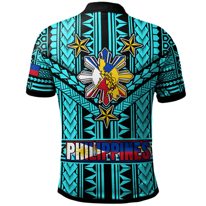 Philippines Polo Shirt - Filipino Sun And Stars Tribal Tattoo Patterns Style