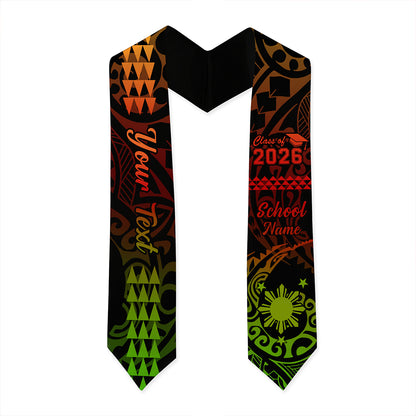 Philippines Filipinos Graduation Stole Custom Class 2026 Sun Star Kakau Style