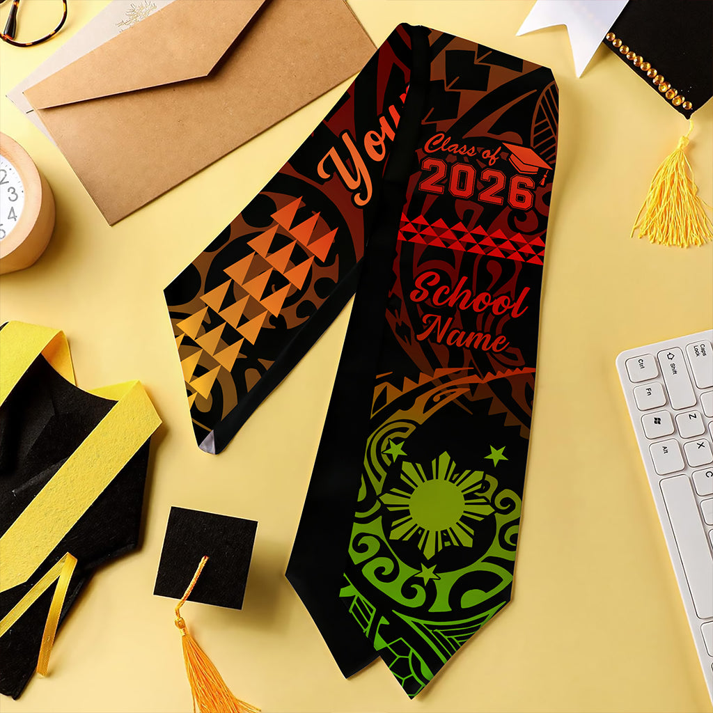Philippines Filipinos Graduation Stole Custom Class 2026 Sun Star Kakau Style