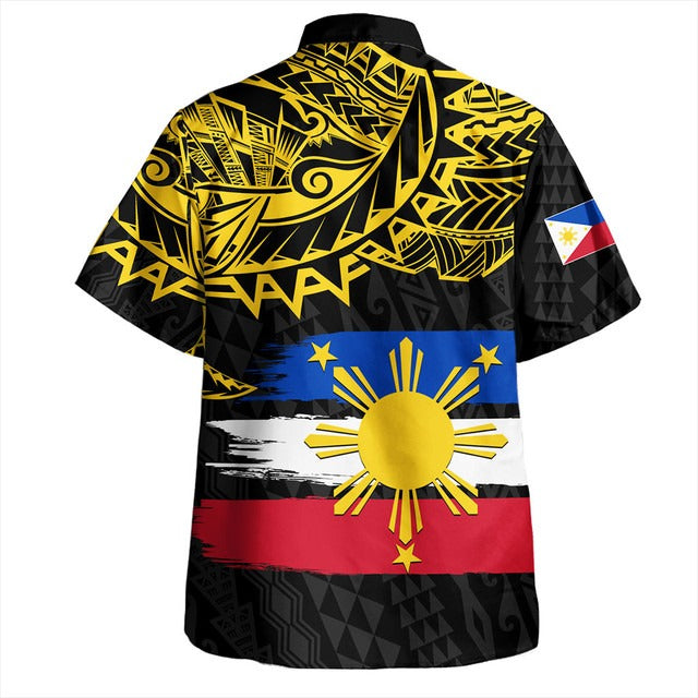 Philippines Filipinos Hawaiian Shirt Tribal Polynesian Grunge Flag