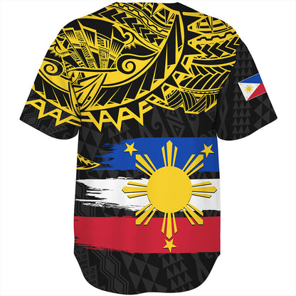 Philippines Filipinos Baseball Shirt Tribal Polynesian Grunge Flag